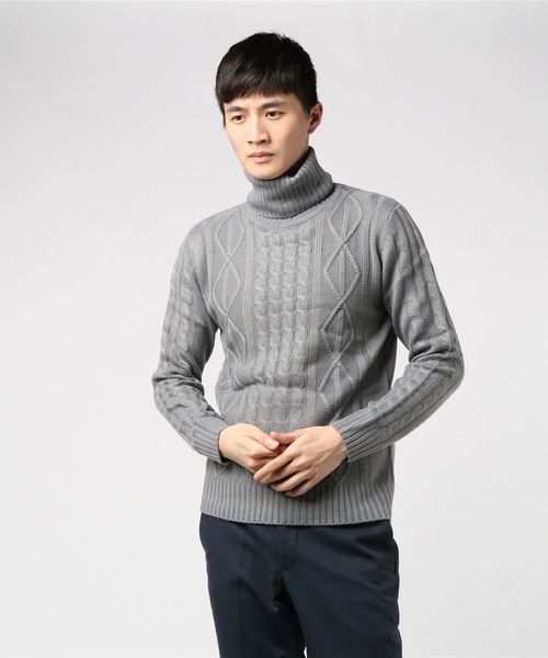 THISIS セーター ニット アラン編み タートルネックセーター メンズ