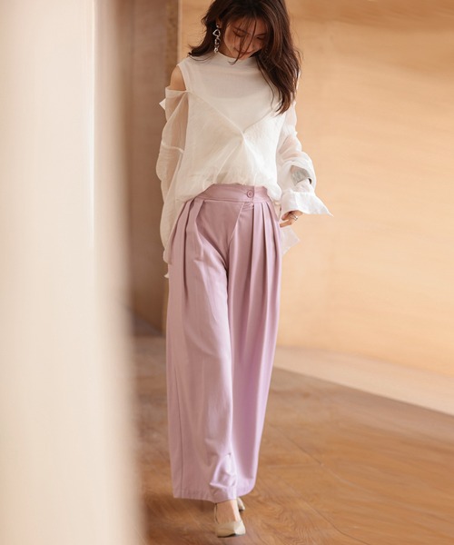 SAISON DE PAPILLON シアーシャツ ノースリーブニットセット SAISON DE PAPILLON ニット シアーシャツ×ノースリーブニット2点