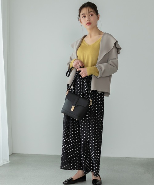 Edit Sheen パンツ ウエストゴムドットワイドパンツ レディース  