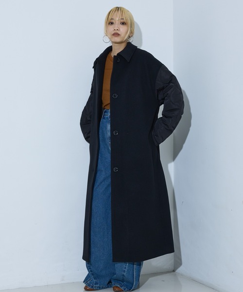NOMINE（ノミネ） ステンカラーコート コート 袖キルティングステン