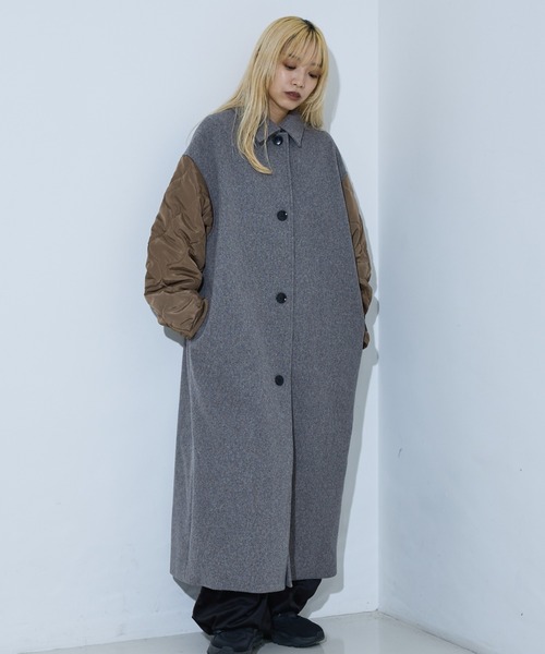 NOMINE（ノミネ） ステンカラーコート コート 袖キルティングステン