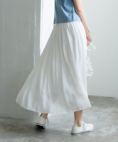 ニッセン（nissen） スカート ふわり軽い楊柳スカート（マキシ丈