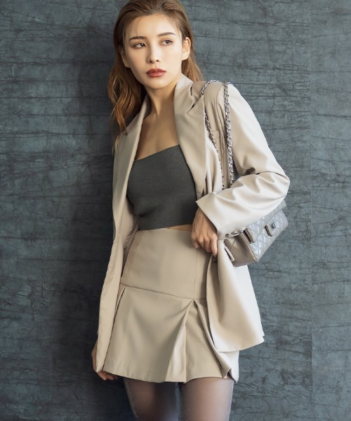 SEA サージ オーバーライニング ボックスプリーツ ミニスカート SEA