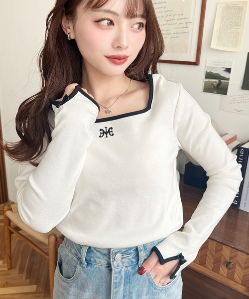 トップス レディース プルオーバー コットン 綿 Tシャツ 長袖 刺繍 英字 楽天市場】英語（柄刺繍）（Tシャツ・カットソー｜トップス