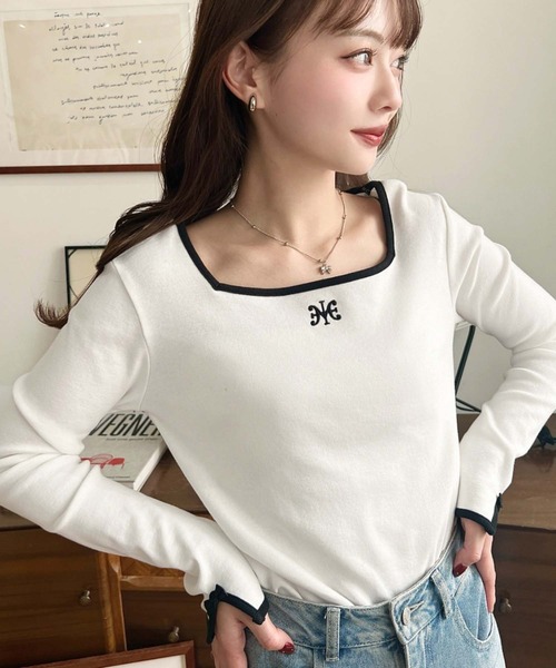 【みゆきち】NDF-1500、1100✖️2個 moment+ tシャツ 綿100％フライス長袖スクエアネックフロント
