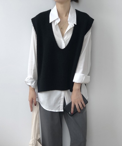 ベスト ジレ ニットベスト レディース ニットチョッキ レディース | miniministore | 06
