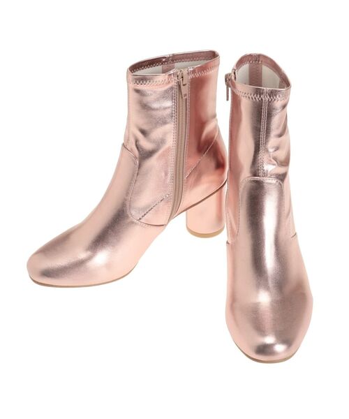 MERCURYDUO ブーツ フェイクレザーデザインヒールストレッチショート