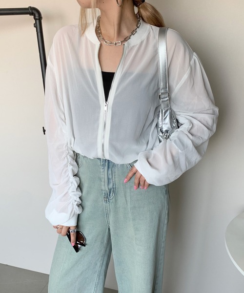 FENNEL シアーブルゾン♡新品未使用 セール】シャイニーシアーブルゾン ショート丈 フード付き