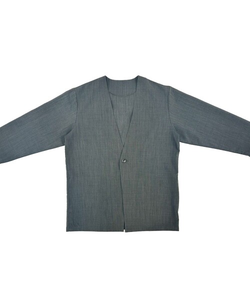新品★コムサ　メン　グレー ノーカラージャケット スエード風 trim_fce_item66e672336c8e9.jpg