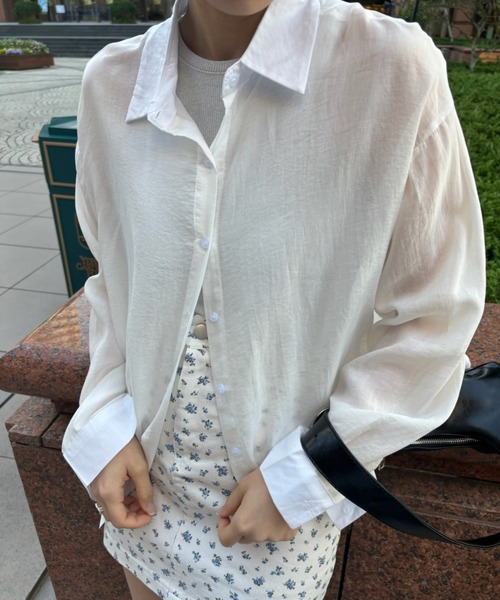 ブラウス シャツ sheer color shirt レディース Birthday room ブラウス シャツ シアーカラーシャツ / sheer