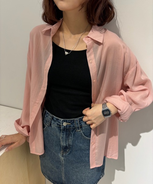 ブラウス シャツ sheer color shirt レディース Birthday room ブラウス シャツ シアーカラーシャツ / sheer