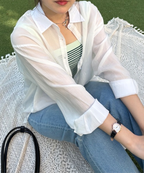 ブラウス シャツ sheer color shirt レディース Birthday room ブラウス シャツ シアーカラーシャツ / sheer