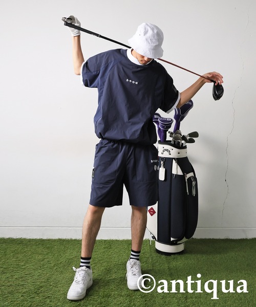 antiqua（アンティカ） パンツ 「STCH」ロゴハーフパンツ レディース