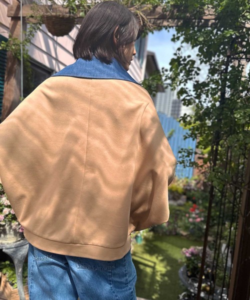 AVIE（アビィ） ブラウス シャツ デニム切替テントラインプルオーバー