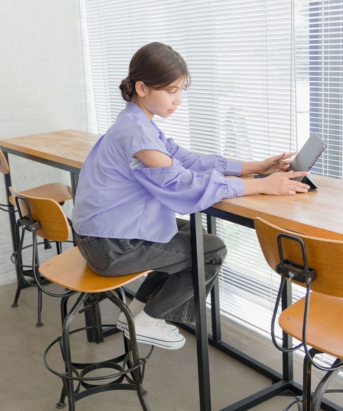 GLOBAL WORK ブラウス シャツ タンクセット肩あきシアーシャツ