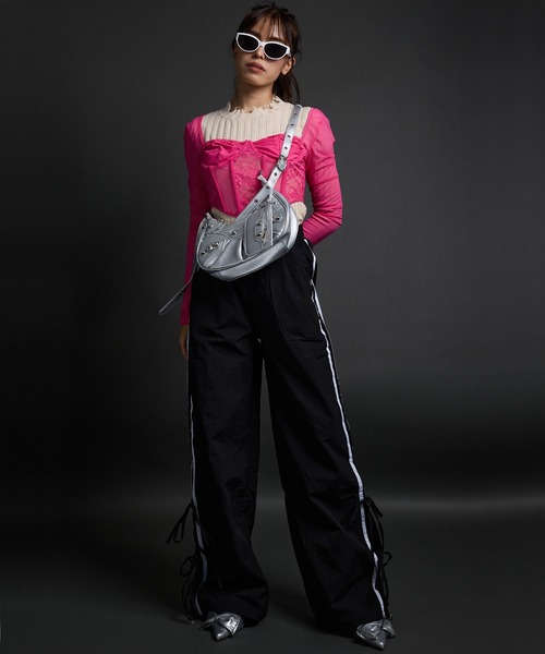CELENA tシャツ コルセットデザイン ワイヤー入り レースシアー 