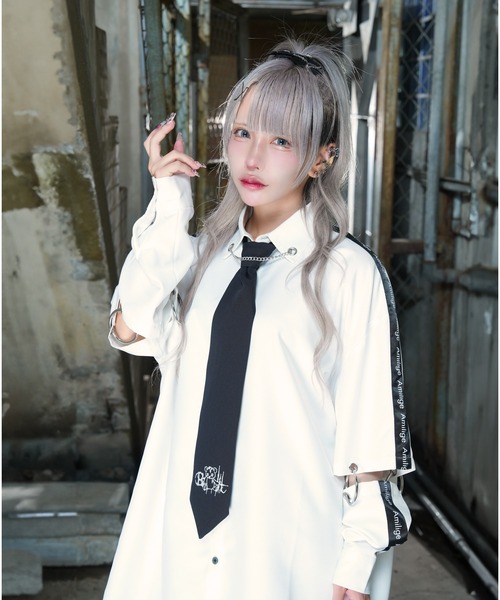 amilige トップス Amilige ブラウス シャツ 袖リングウイングプリントシャツ