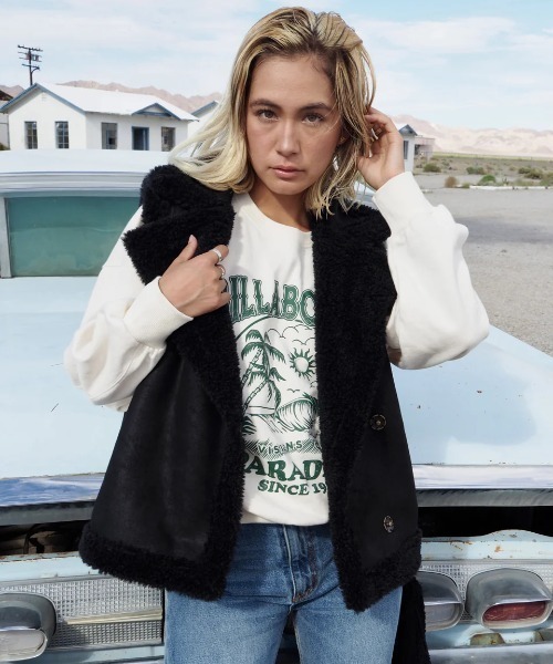 BILLABONG ベスト ジレ レディース SUEDE MOUTON BOA VES ベスト