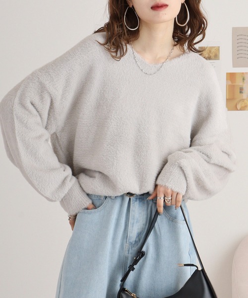 tシャツ 5GシャギーラメVプルオーバー レディース