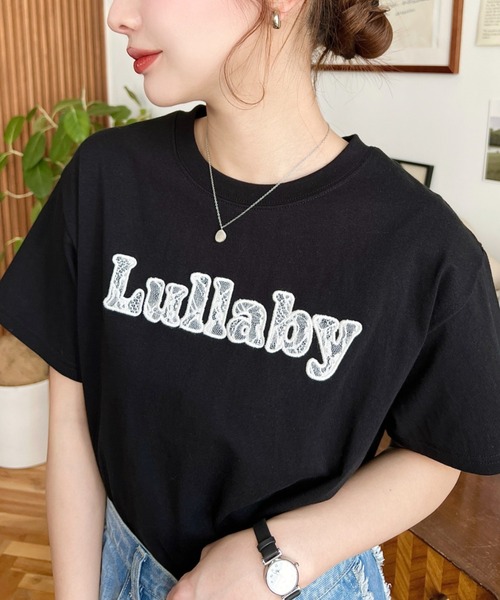 moment+ tシャツ レースロゴ刺繍半袖Tシャツ レディース : ZOZOTOWN
