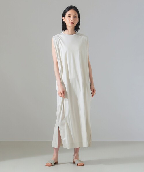 SLOANE スローン　コットン　タックショルダーワンピース　ロング丈　ベージュ SLOANE ワンピース 「別注」SLOANE / タックショルダー