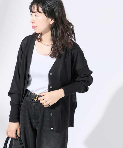 journal standard l黒ニットカーディガン journal standard L'essage カーディガン シャーリーカーン