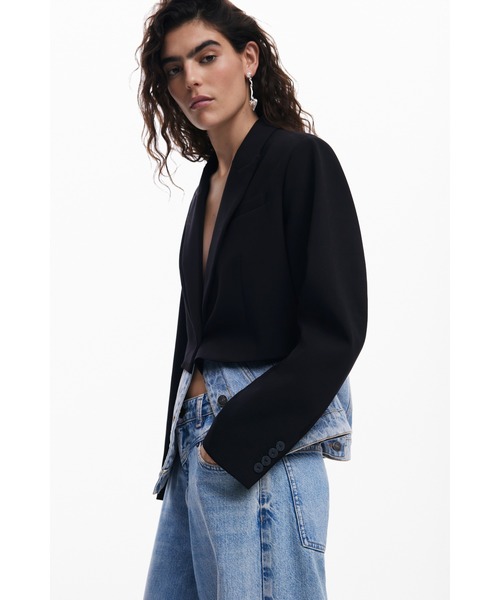 【美品】Desigual デシグアル ハイブリッドジャケット デニム×テーラード デニム ハイブリッドブレザー（テーラードジャケット