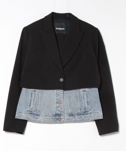 【美品】Desigual デシグアル ハイブリッドジャケット デニム×テーラード デニム ハイブリッドブレザー（テーラードジャケット