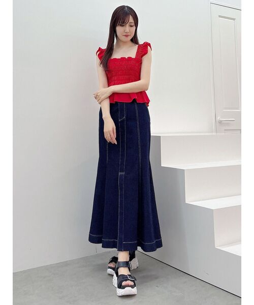 MERCURYDUO スカート ステッチワークデニムマーメイドスカート
