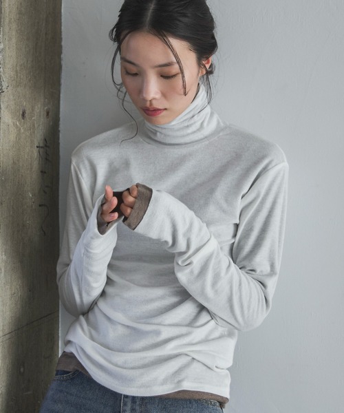 feepur（フェピュール） tシャツ ウール混シアーハイネックロンTee