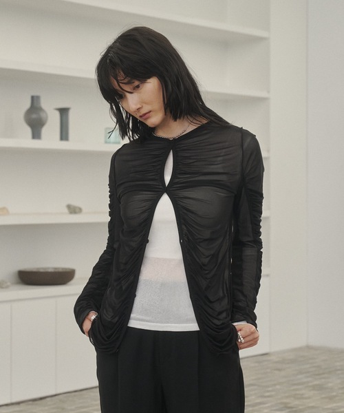 m*0様 Ruro for 6 SHIRRING T SHIRT Tシャツ　ブラ m*0様 Ruro for 6 SHIRRING T SHIRT Tシャツ ブラ