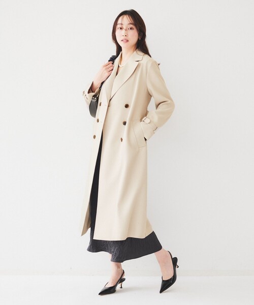 MOO(ムー) 定価¥41,800 スプリングバックサテン トレンチコート セール】 【通勤/春コート】バックサテン トレンチコート （トレンチ