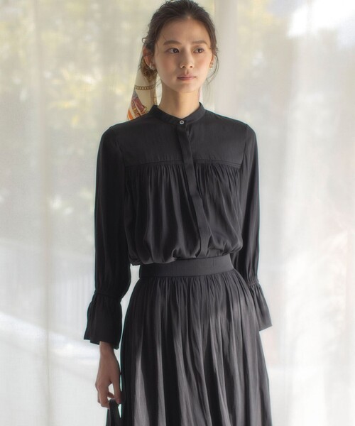 組曲（KUMIKYOKU） ブラウス シャツ ギャザーライトデシン ブラウス 
