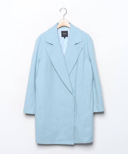 セオリー　ウールカシミヤリバーチェスターコート　S ブルー theory（セオリー） 」 チェスターコート S ブルー レディース