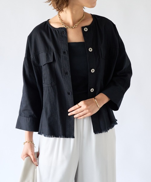 「un dix cors」 ノーカラージャケット FREE ブラック レディース_画像7