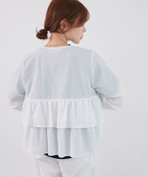 le.coeur blanc カラミタンブラーフリルブルゾン レディース