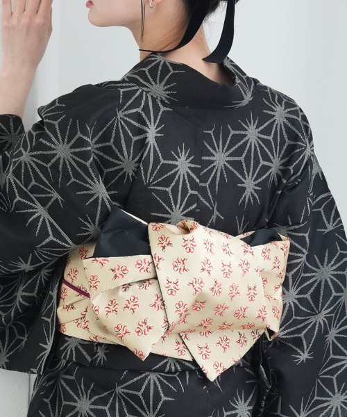 【utatane公式】USED/中古 袋帯 正絹 レトロ utatane 帯 小袋帯 正絹 半幅帯 博多織 長尺 リバーシブル インド更紗
