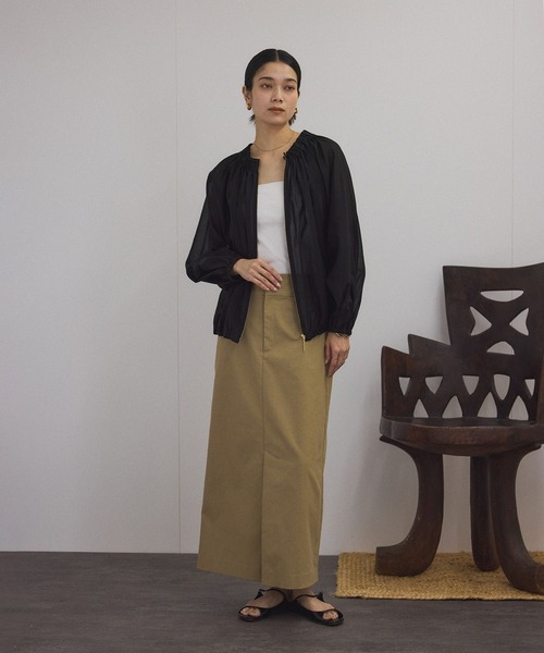 SALON adam et rope' ブラウス シャツ シアーギャザージップ