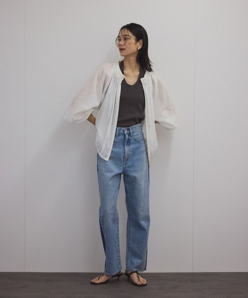 ◇セオリー【S】ブルゾン　羽織り　シンプル　ジップアップ　ストレッチ　日本製 SALON adam et ropé(サロン アダム エ ロペ) / シアーギャザー