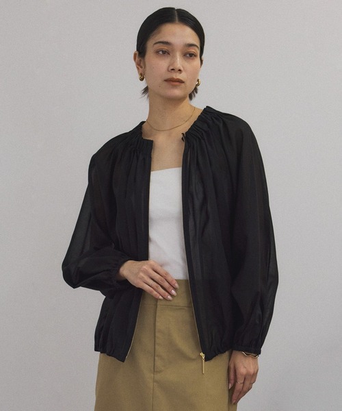 SALON adam et rope' ブラウス シャツ シアーギャザージップ