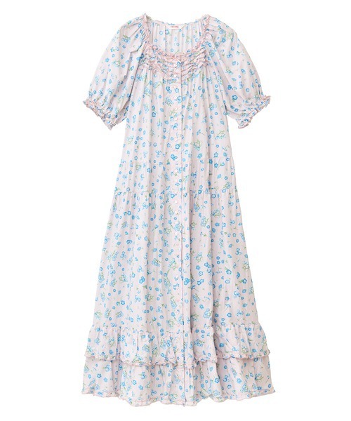 ピンクハウス　ネモフィラ　ロング　花柄フリルマキシワンピース ピンクハウス ネモフィラ ロング 花柄フリルマキシワンピース