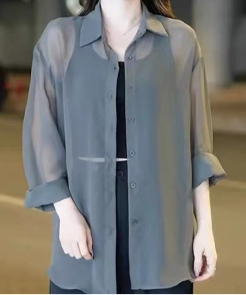 BLANC FICELLE ブラウス シャツ シースルーブラウス レディース