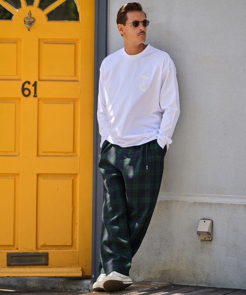 THEOREM ワイドパンツ パンツ mp13720- Routine Plaid Pattern Pants