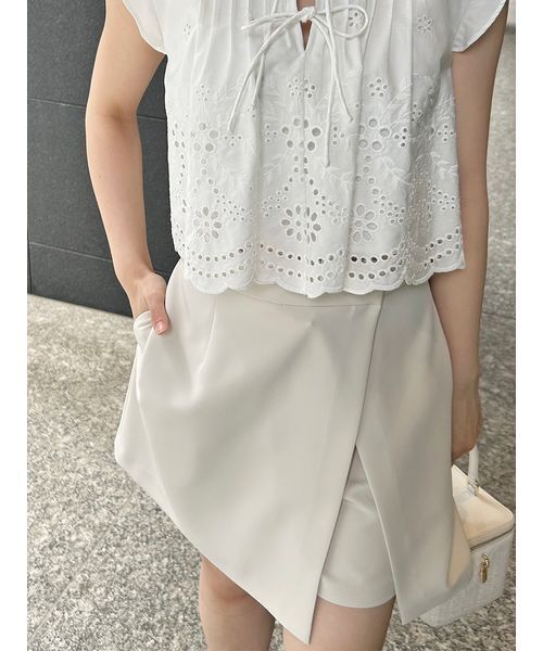 SNIDEL パンツ ラップディティールシンプルスカショーパン