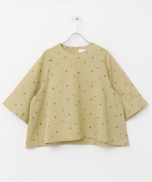 かぐれ ブラウス シャツ 小花刺繍フレアブラウス レディース
