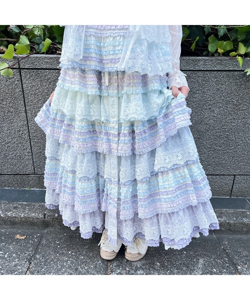PINK HOUSE スカート あじさいグラデーションフリルスカート