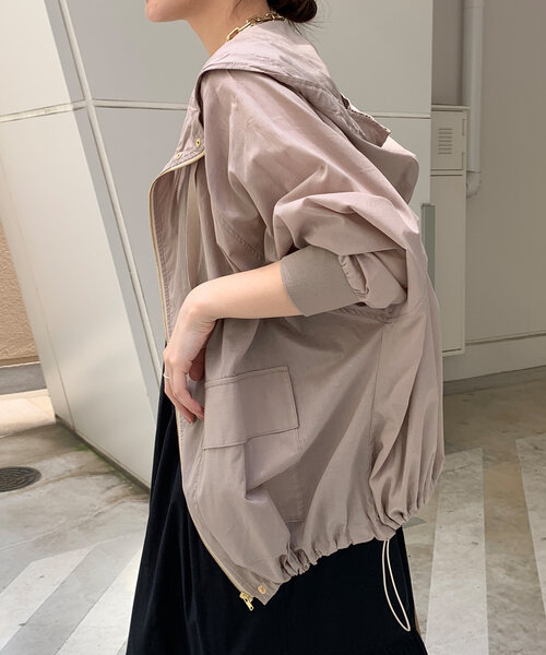 DOUDOU ジップブルゾン DouDou コート アウター フーディージップブルゾン レディース