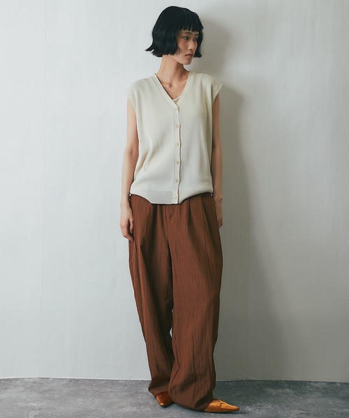 【美品】パンツセットアップ36 S パンツ 「セットアップ対応」リネンライクカーブパンツ レディース