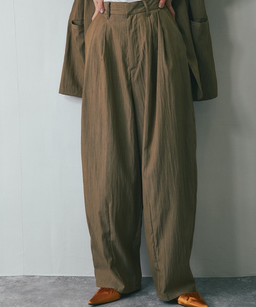 【美品】パンツセットアップ36 S パンツ 「セットアップ対応」リネンライクカーブパンツ レディース
