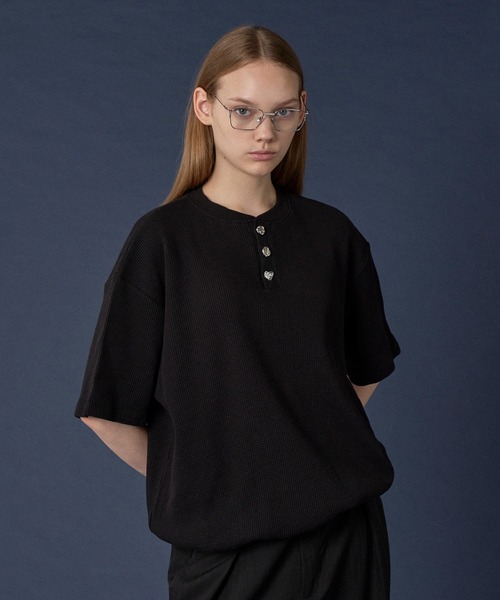 未使用 deuxieme classe COTTON HENRY Tシャツ ONCILY（オンシェリー） tシャツ SILVER BUTTON HENRY NECK THERMAL T